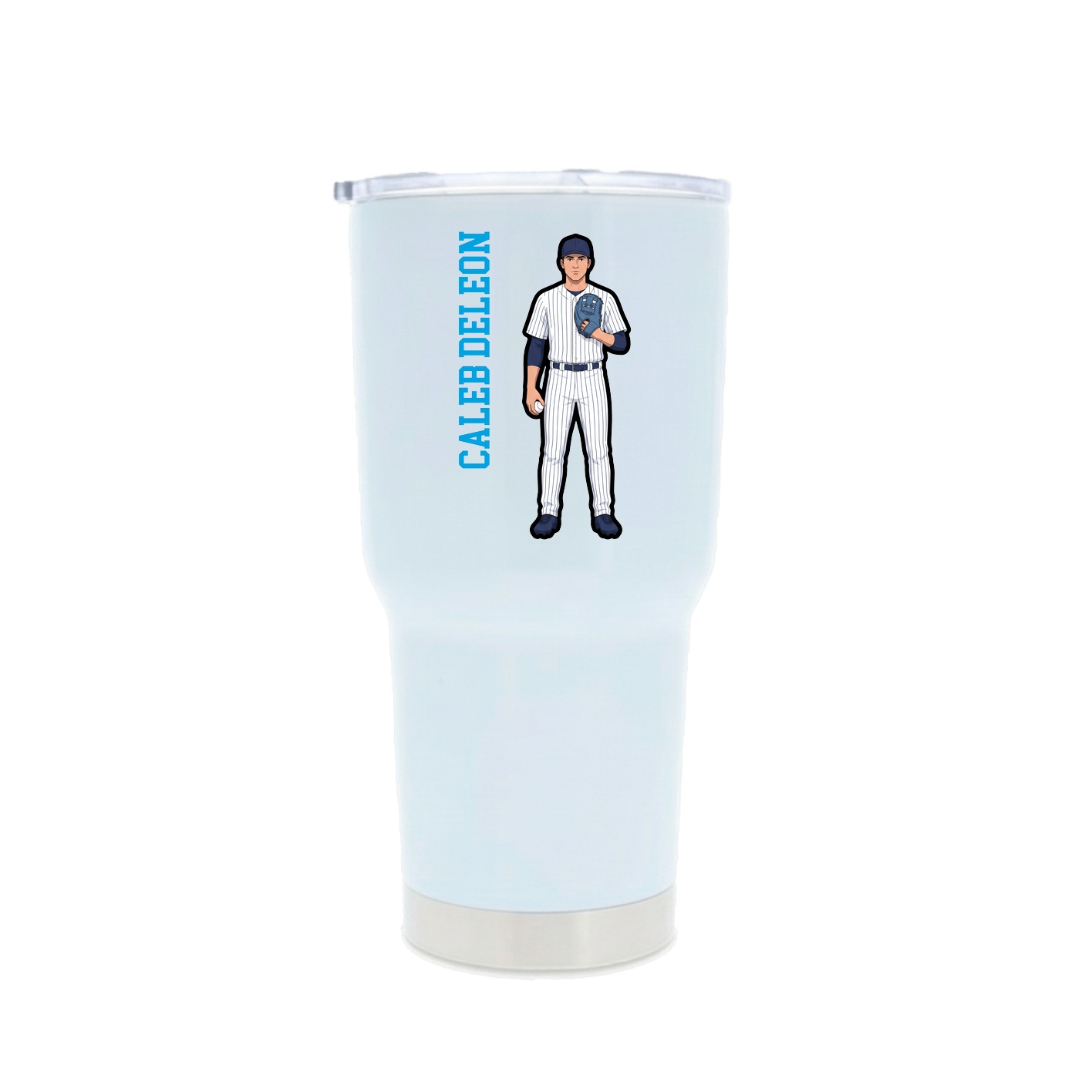 30oz Stainless Steel Tumbler — Name Vertical in White