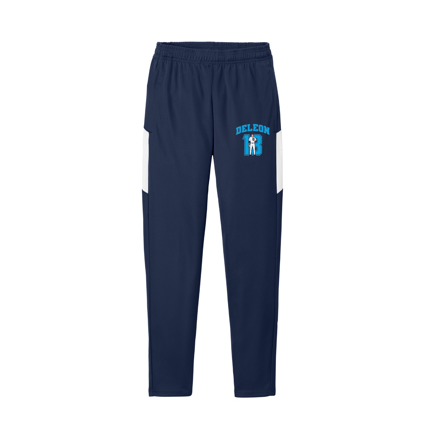 Team Travel Pant — Number in Navy/White