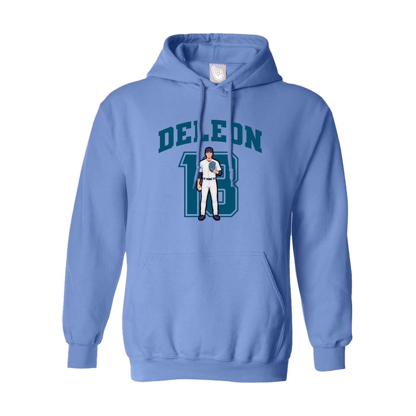 Youth Hoodie — Number in Powder Blue