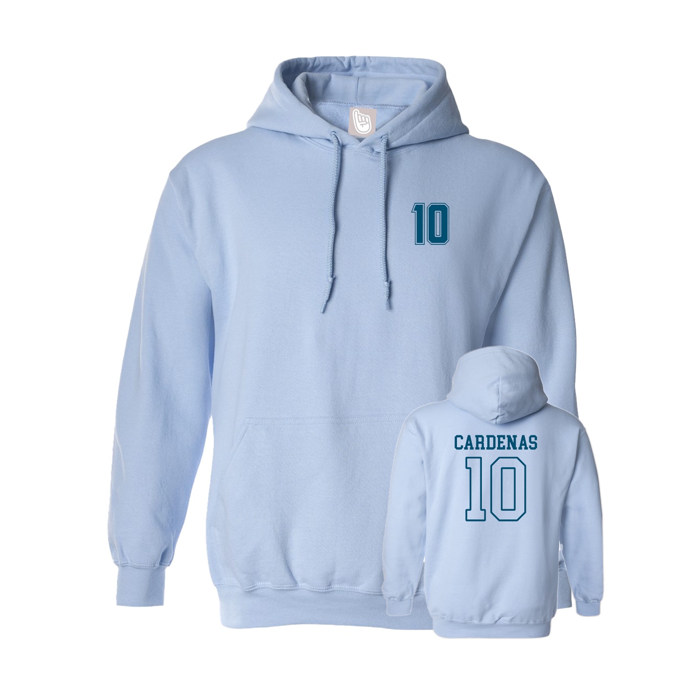 Hoodie — Chest Back in Light Blue