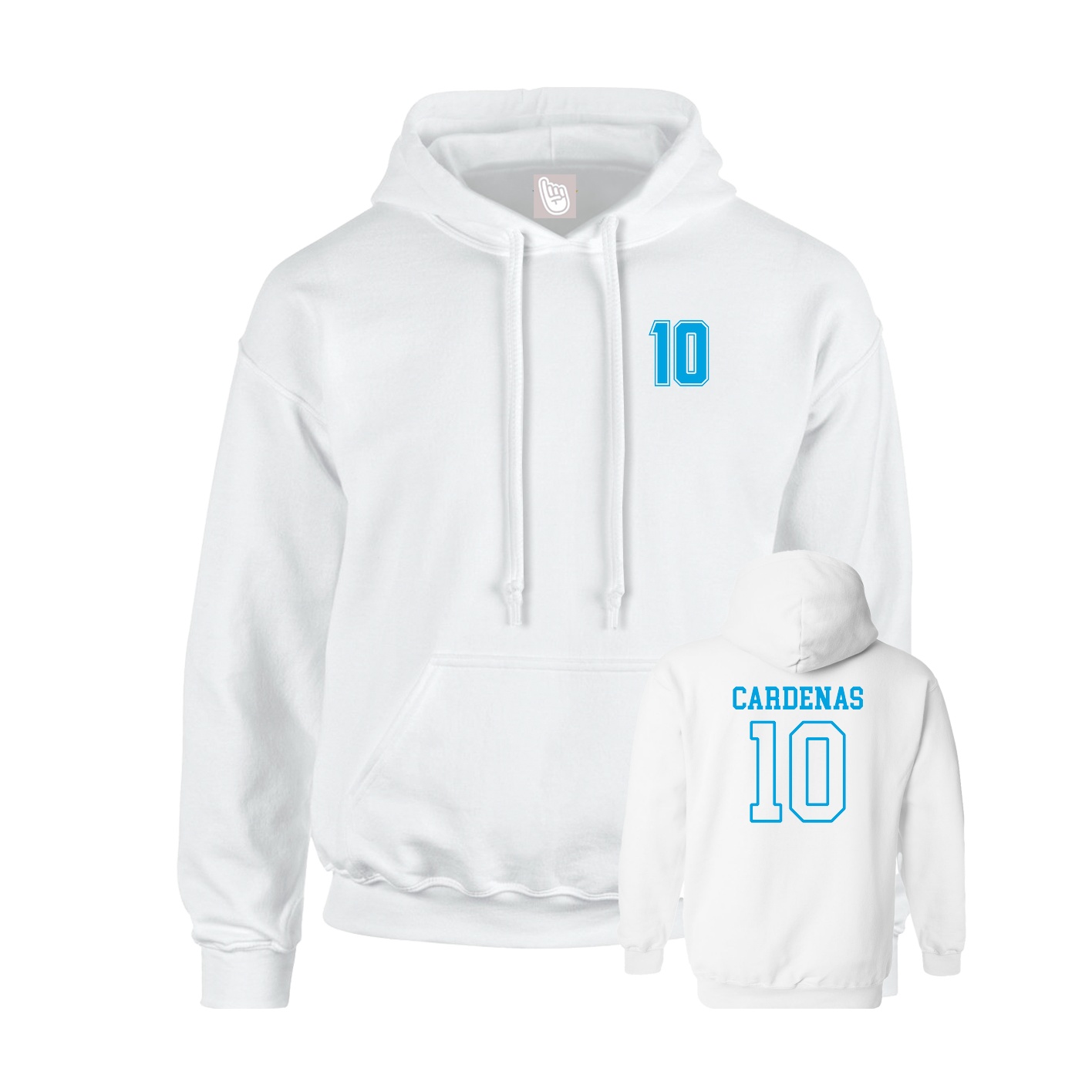 Youth Hoodie — Chest Back in White
