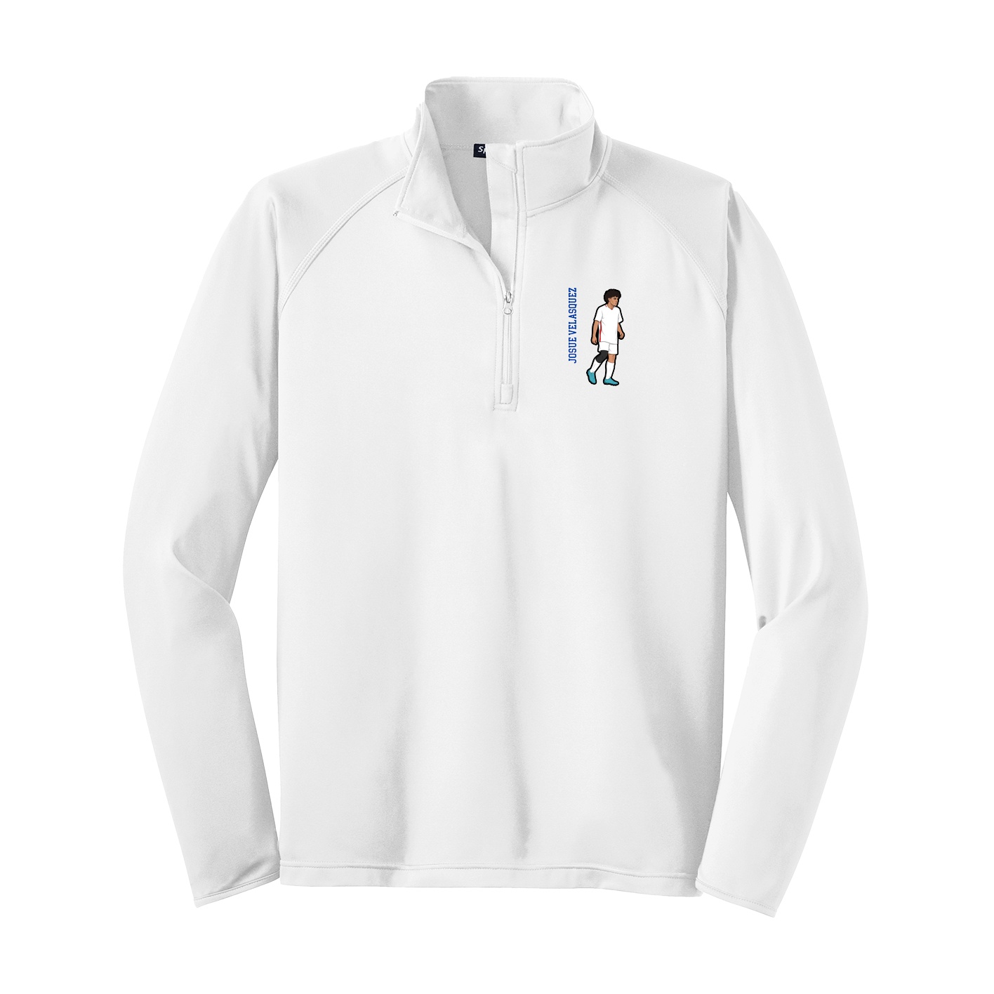 Q-Zip Pullover — Name Vertical in White