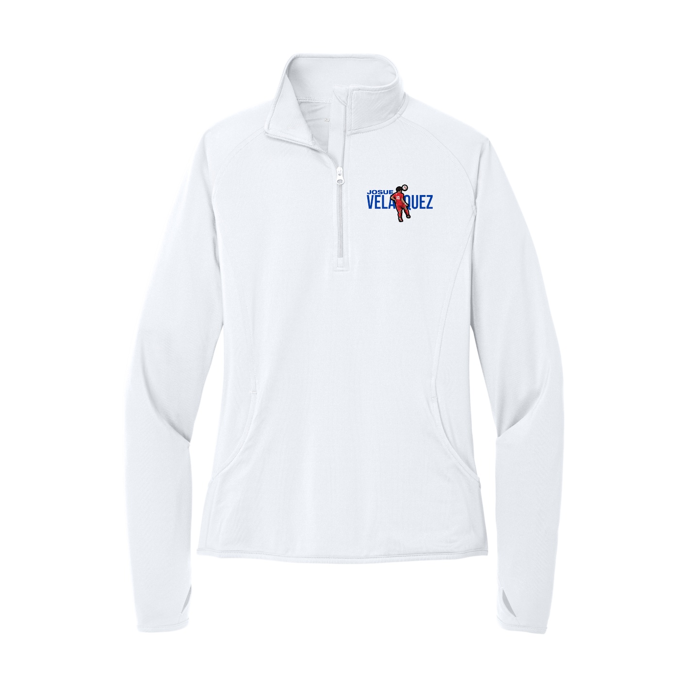 Women's Q-Zip Pullover — Player Name in White
