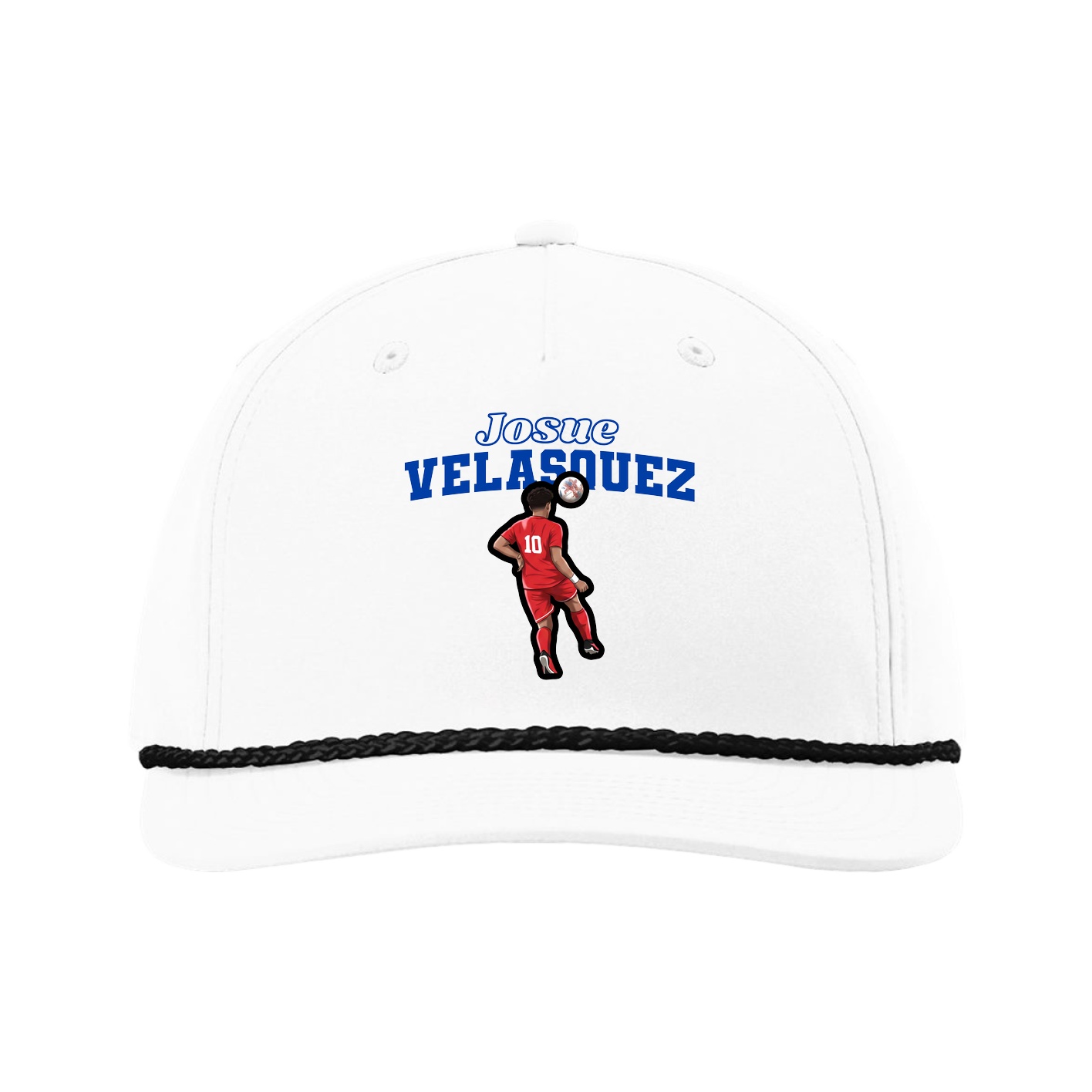 Five-Panel Classic Rope Cap — Name Arch in White