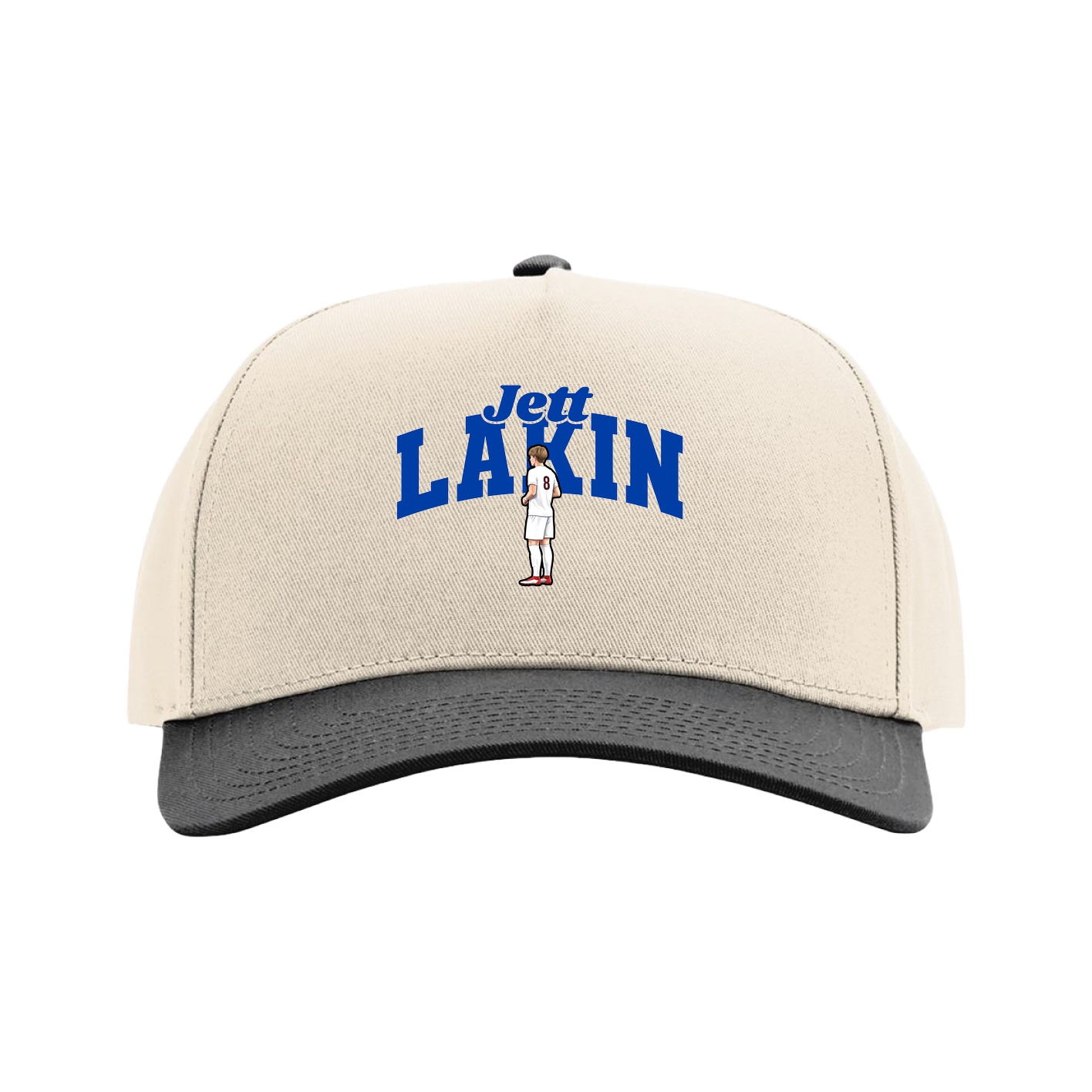 Full Fabric Five-Panel Champ Cap — Signature Arch in Cream/Black