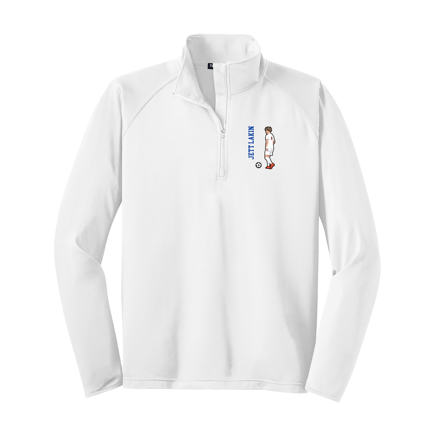 Q-Zip Pullover — Name Vertical in White
