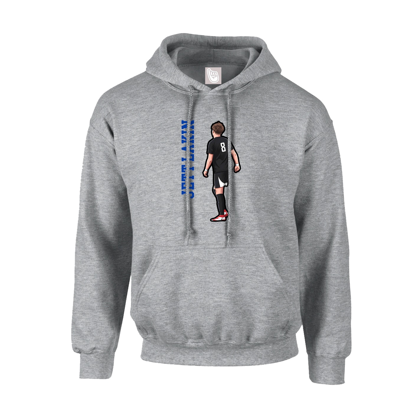 Youth Hoodie — Name Vertical in Grey