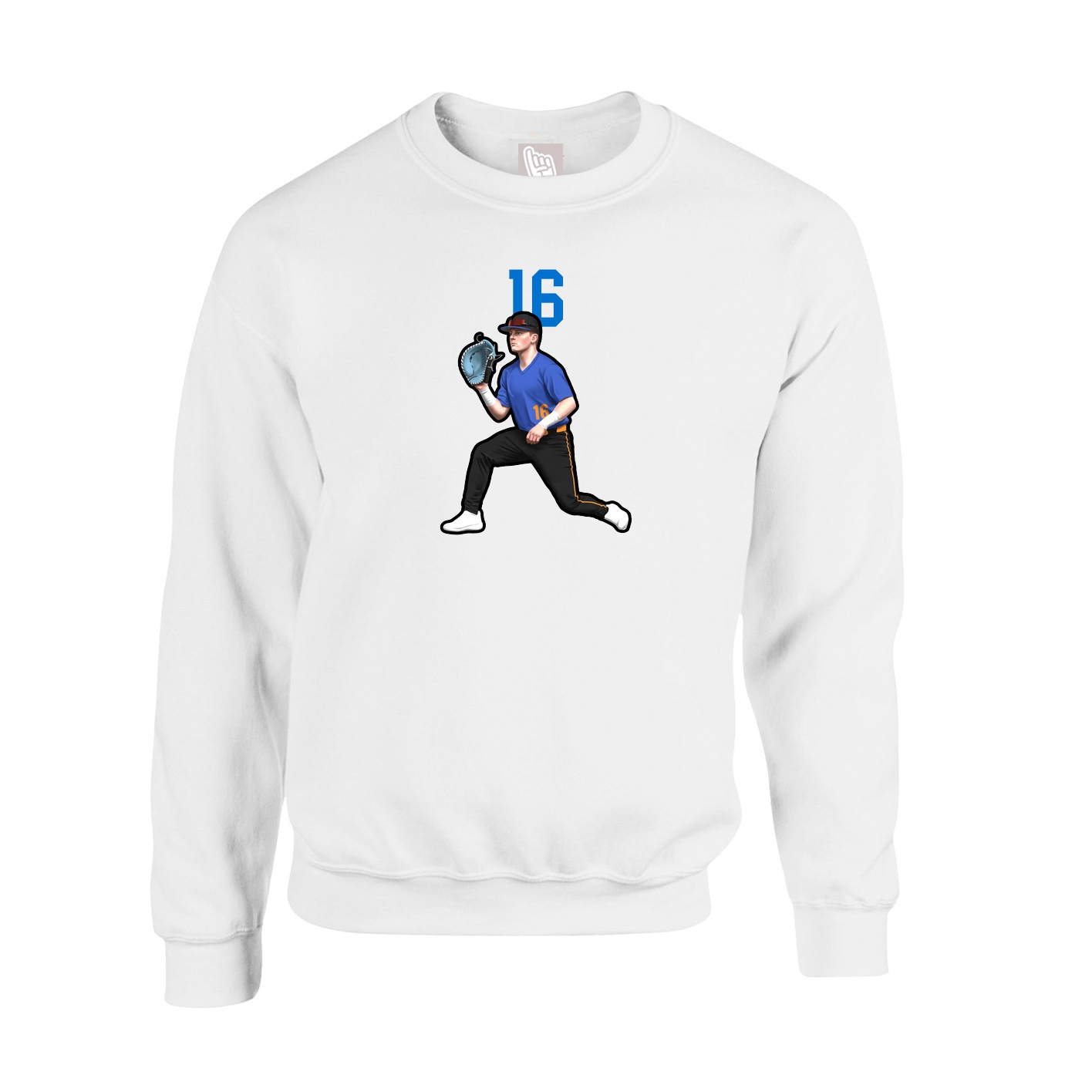 Fleece Crew — Number Top in White