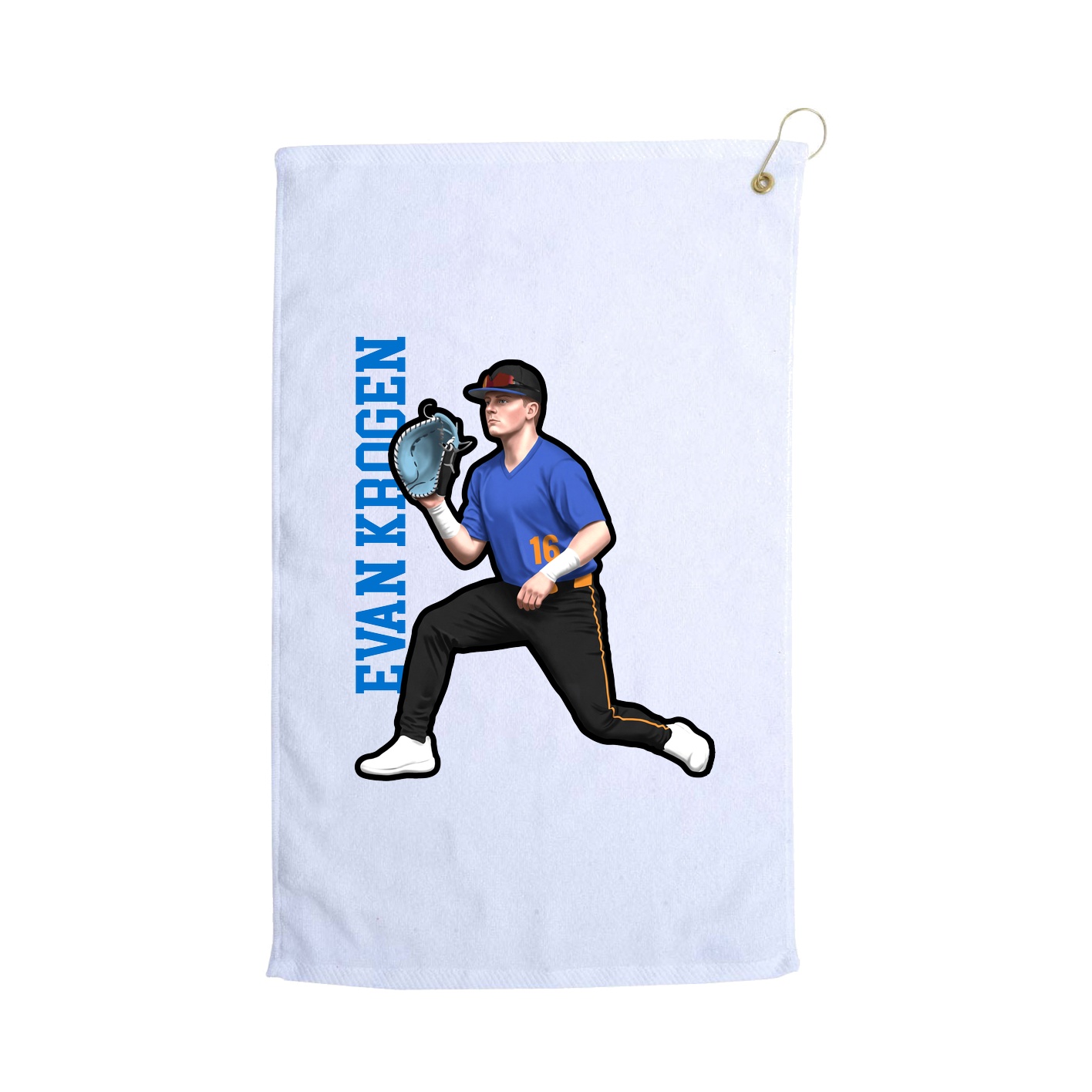Golf Towel — Name Vertical in White
