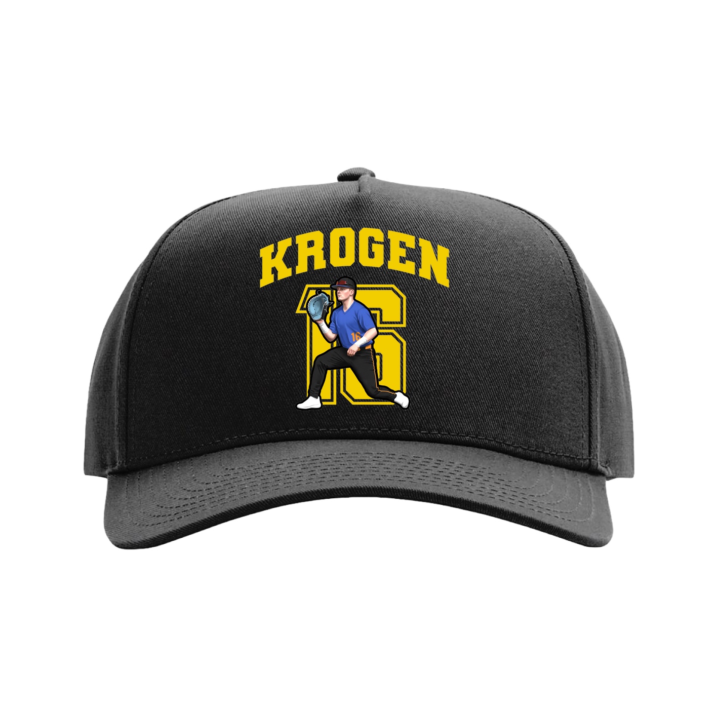 Full Fabric Five-Panel Champ Cap — Number in Black