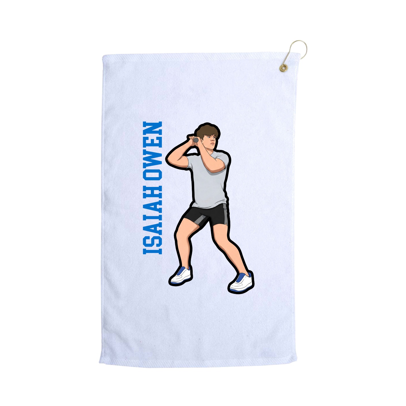 Golf Towel — Name Vertical in White