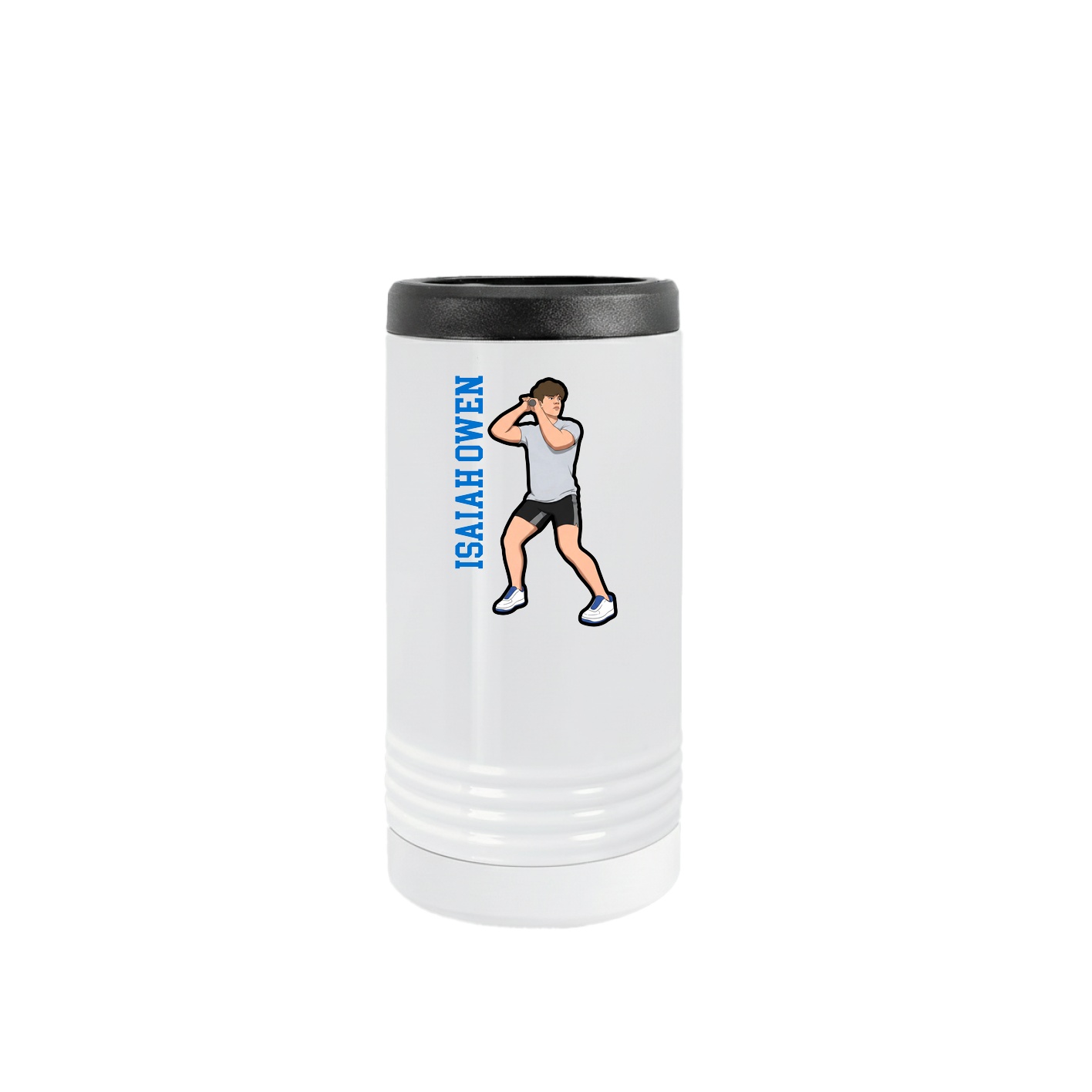 Slim Beverage Holder — Name Vertical in White