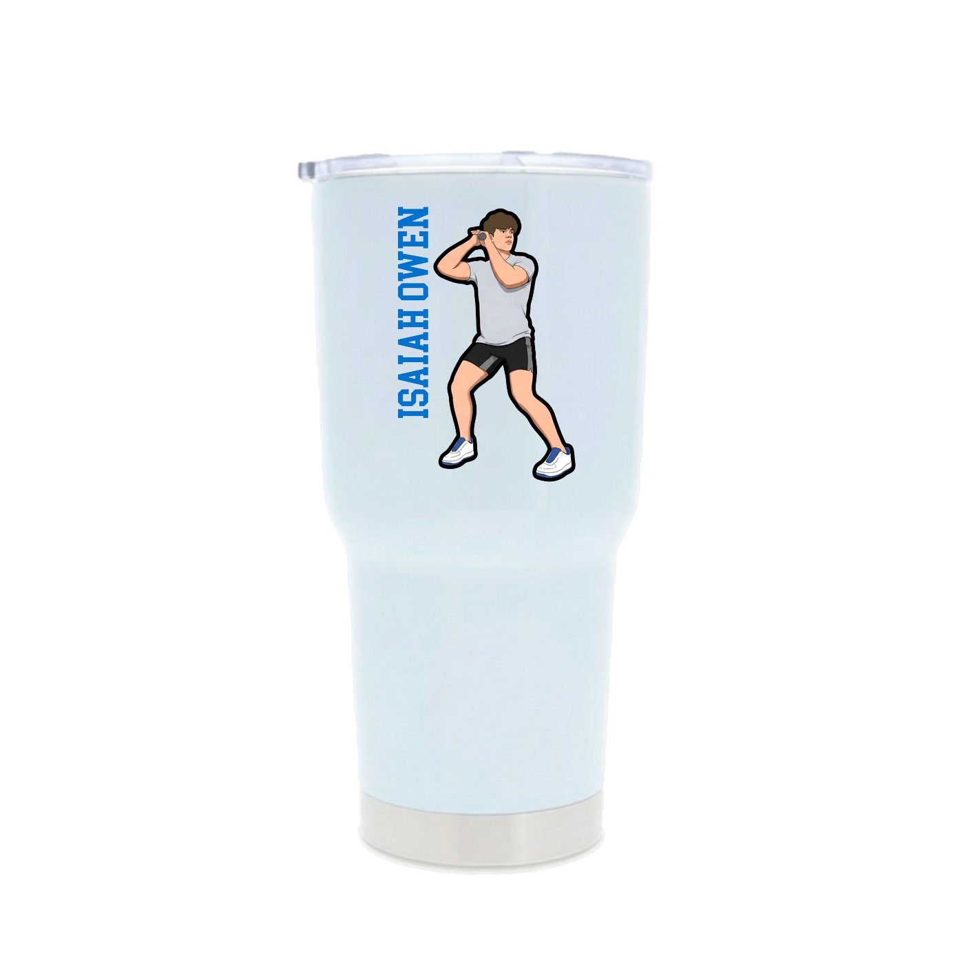 30oz Stainless Steel Tumbler — Name Vertical in White
