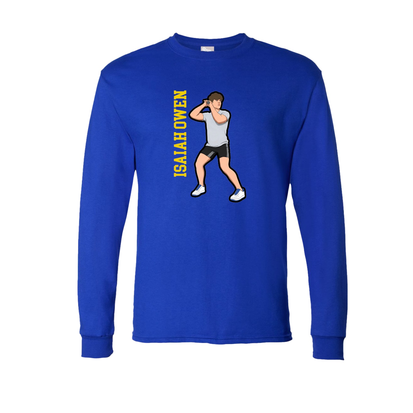 Long Sleeve Tee — Name Vertical in Royal