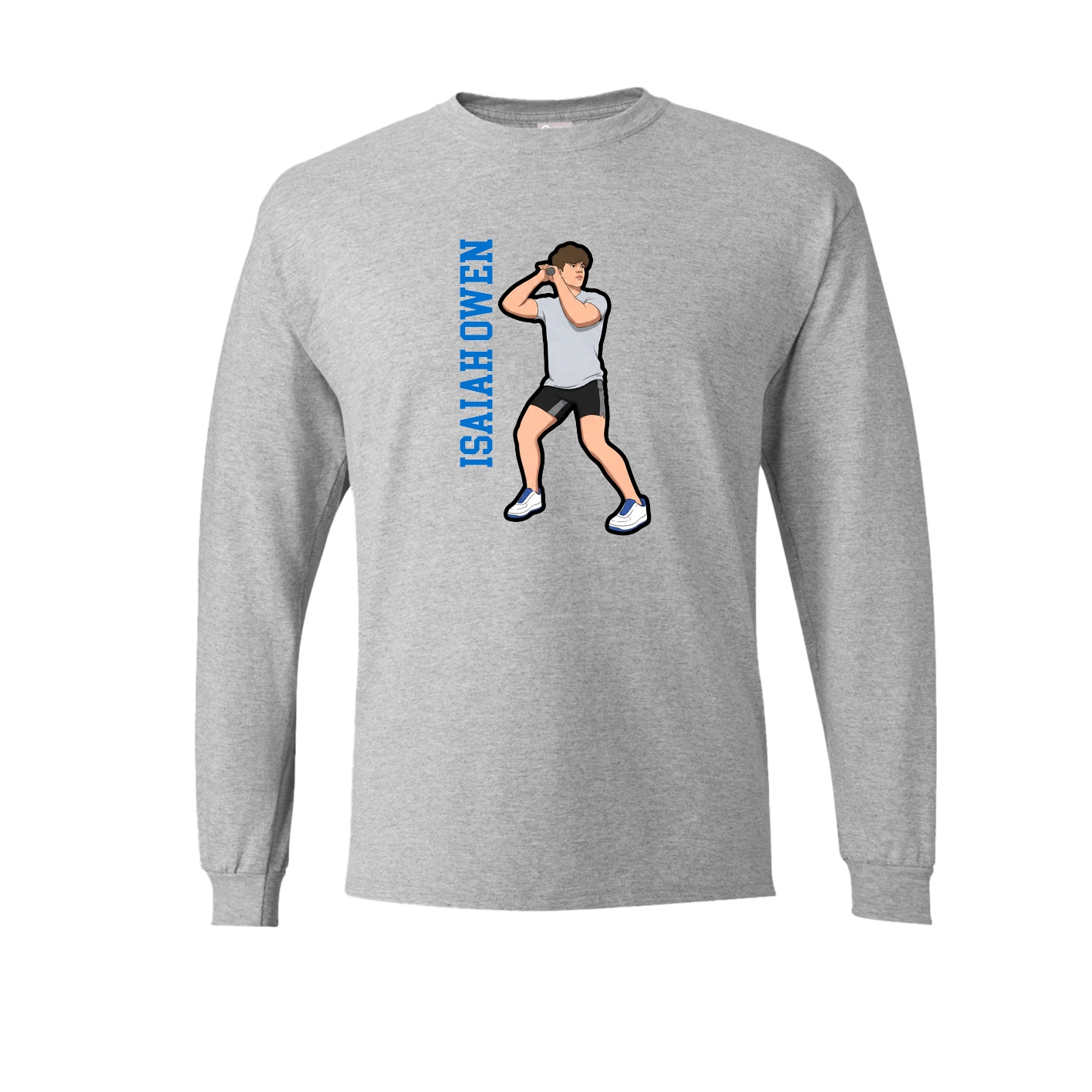 Long Sleeve Tee — Name Vertical in Grey