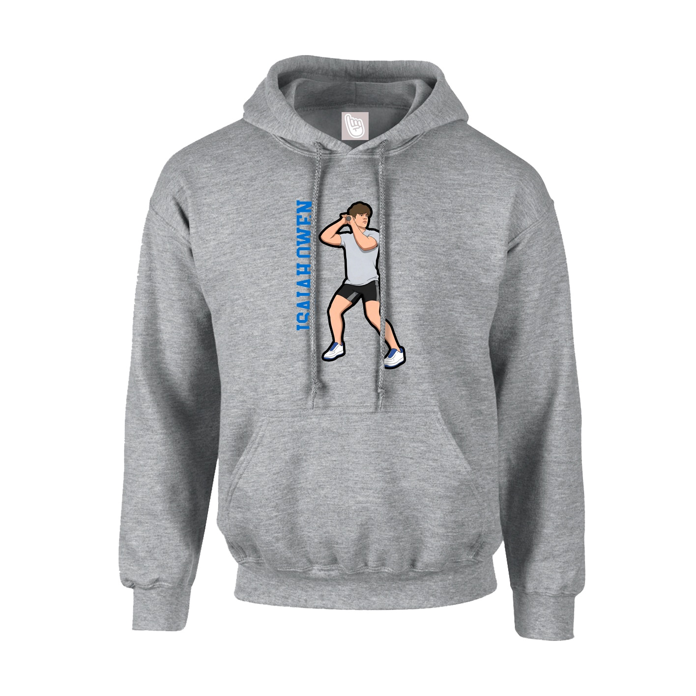 Youth Hoodie — Name Vertical in Grey