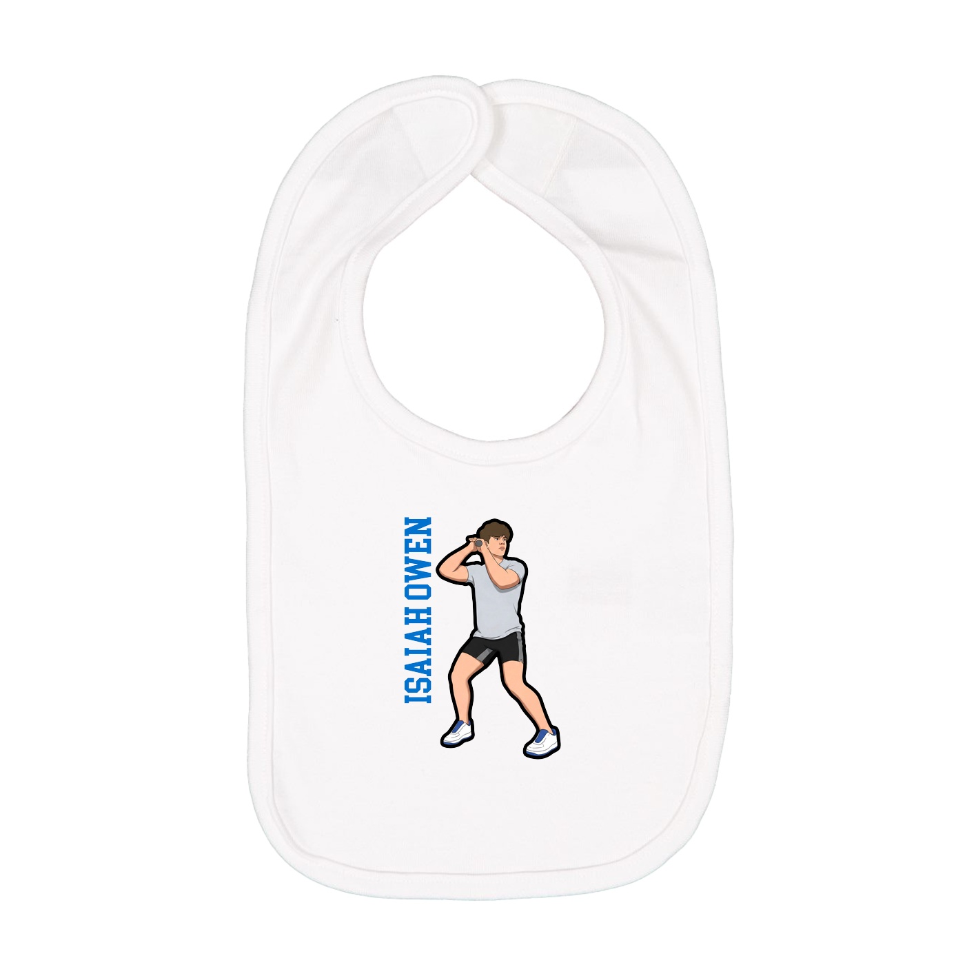 Infant Bib — Name Vertical in White