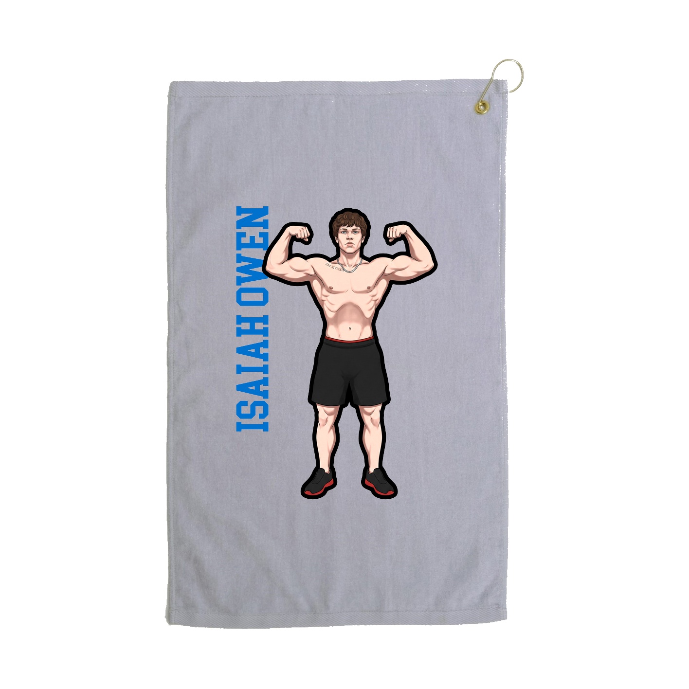 Golf Towel — Name Vertical in Grey