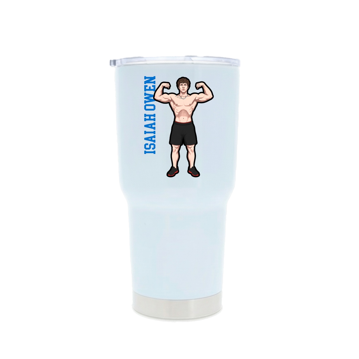 30oz Stainless Steel Tumbler — Name Vertical in White