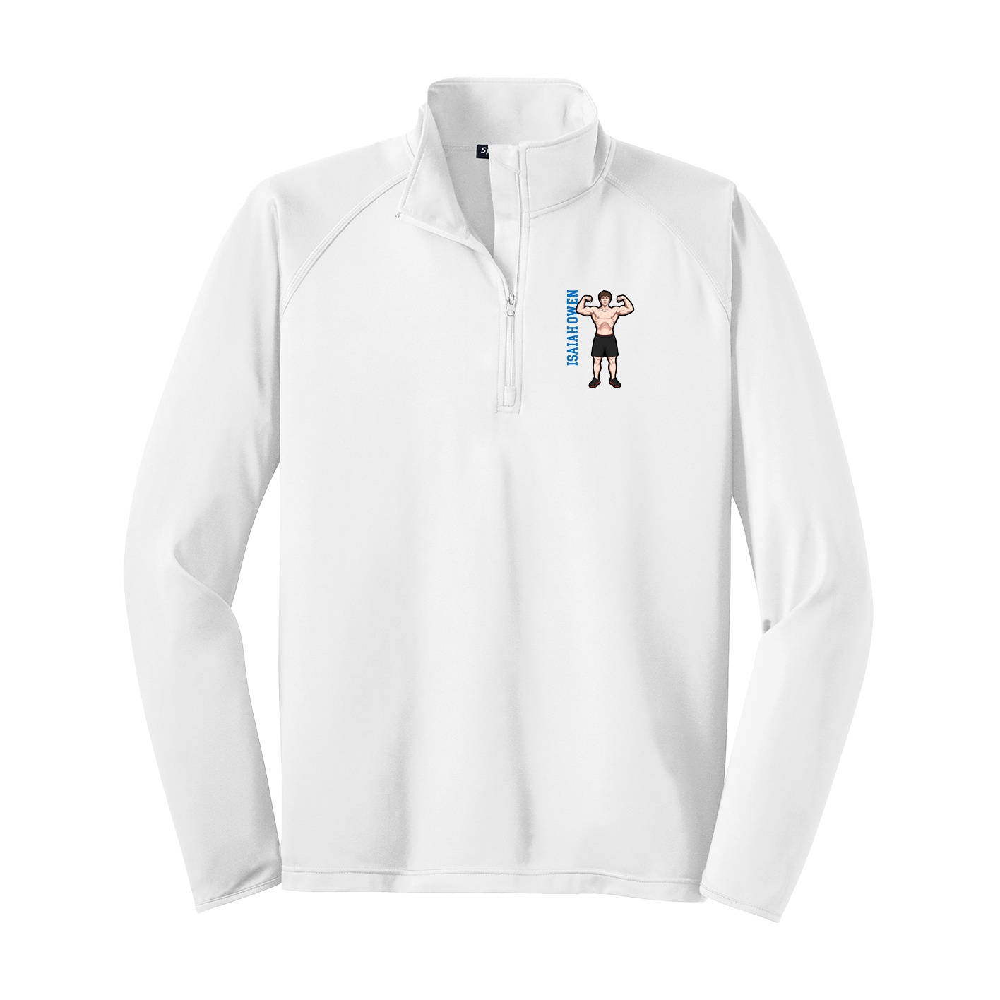 Q-Zip Pullover — Name Vertical in White