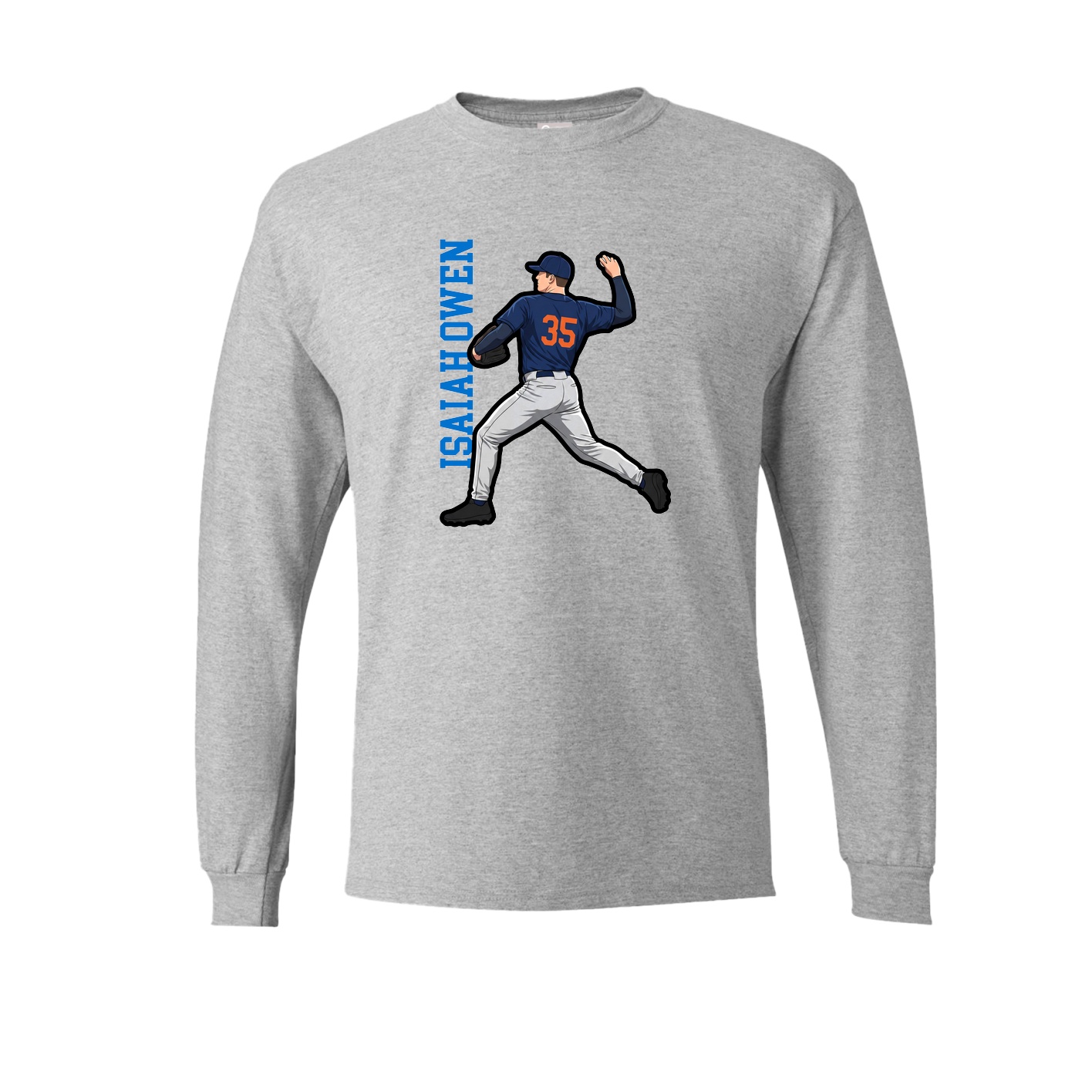 Long Sleeve Tee — Name Vertical in Grey
