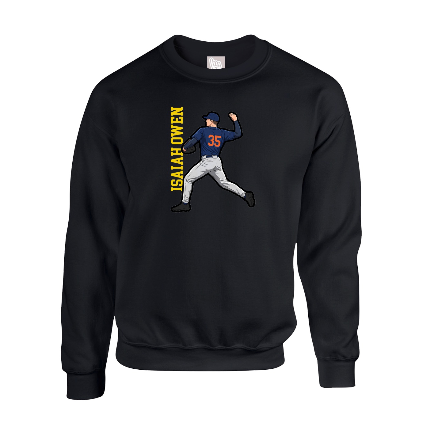 Fleece Crew — Name Vertical in Black