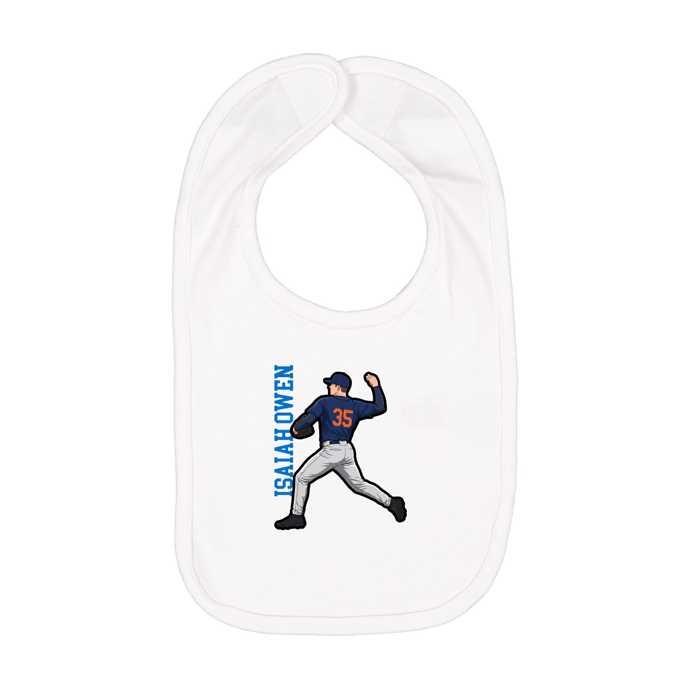 Infant Bib — Name Vertical in White