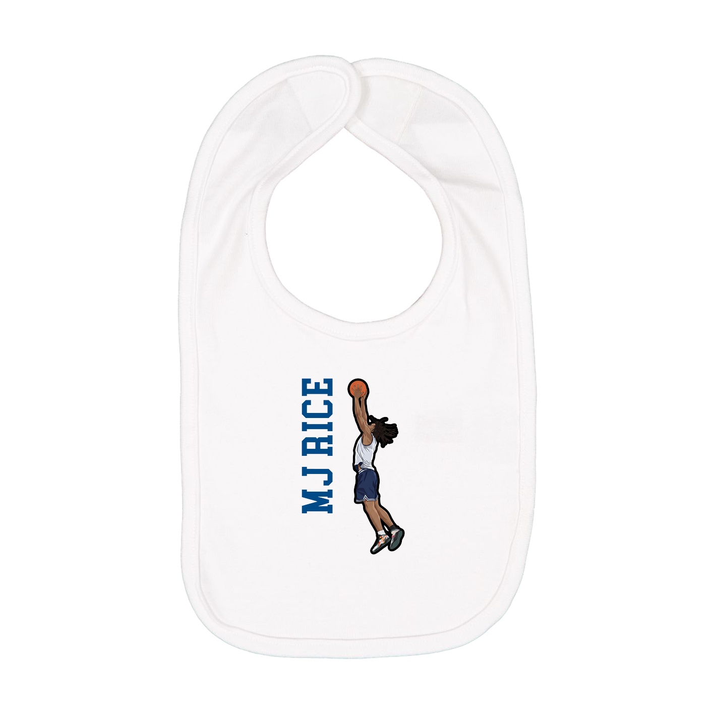Infant Bib — Name Vertical in White