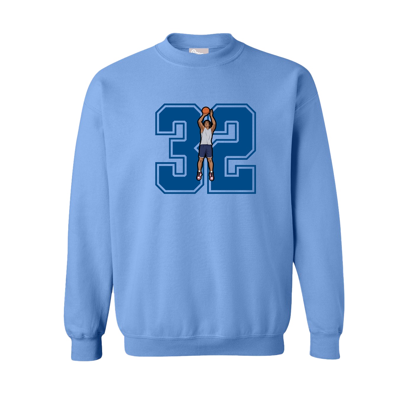 Fleece Crew — Number in Powder Blue