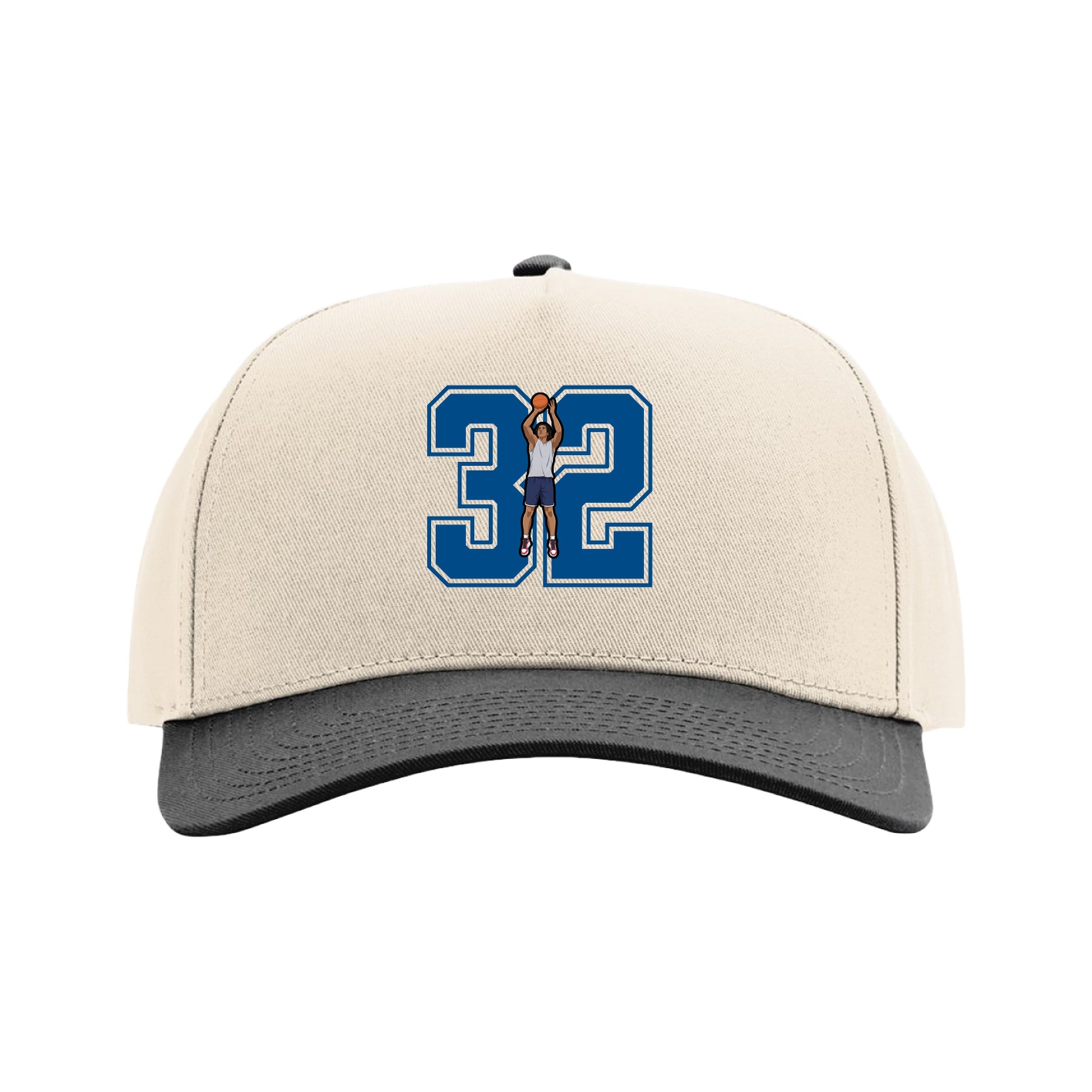 Full Fabric Five-Panel Champ Cap — Number in Cream/Black