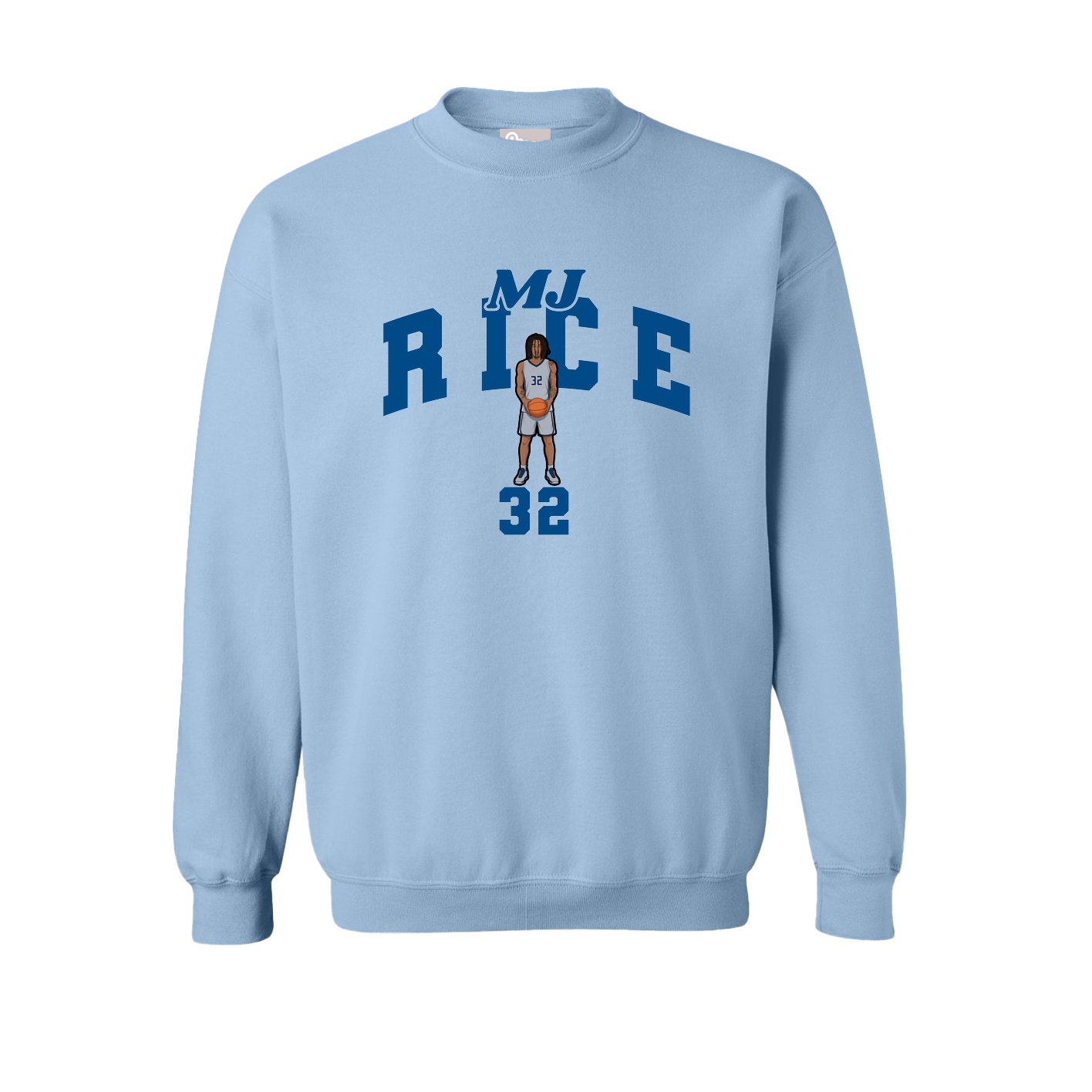Fleece Crew — Signature Arch in Light Blue