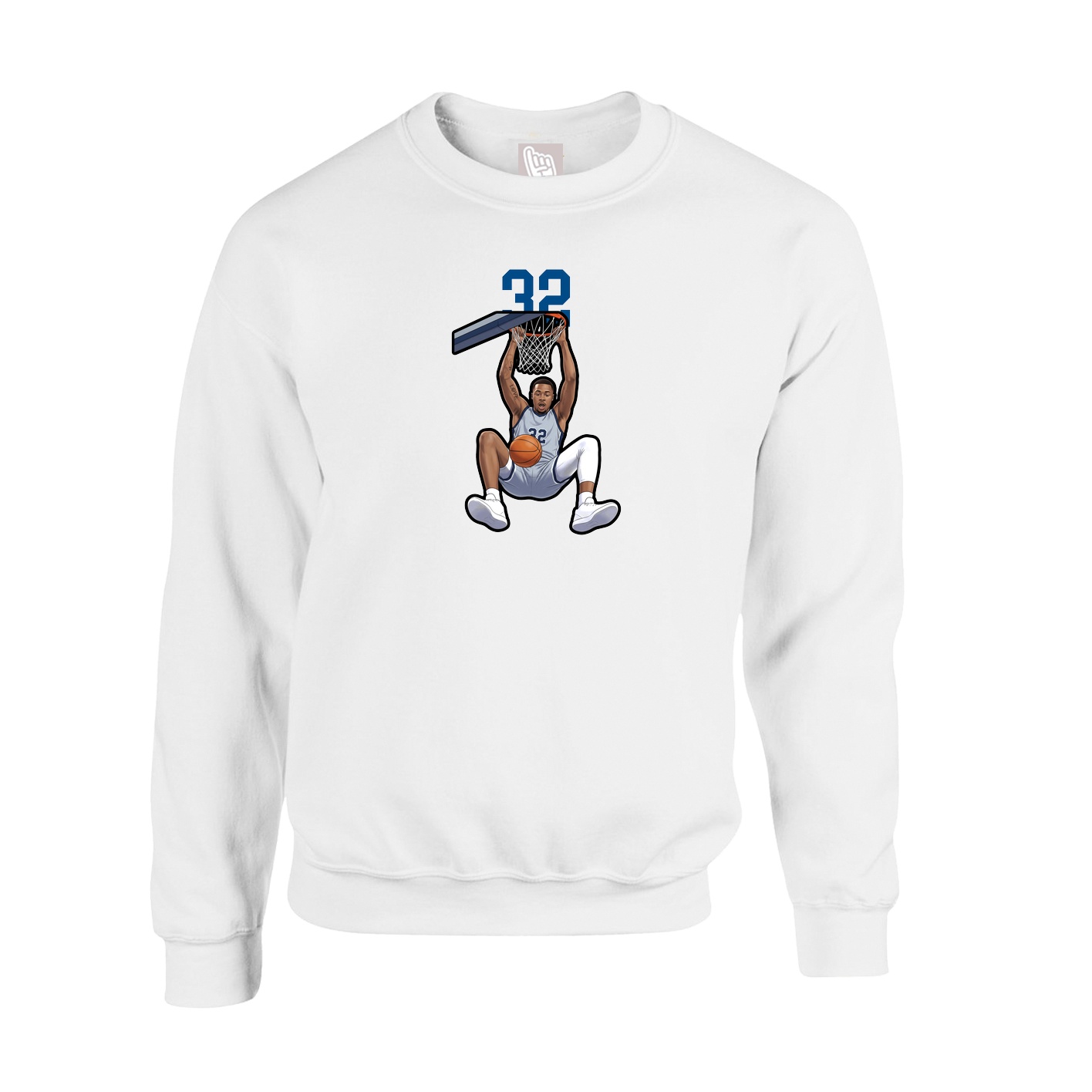 Fleece Crew — Number Top in White