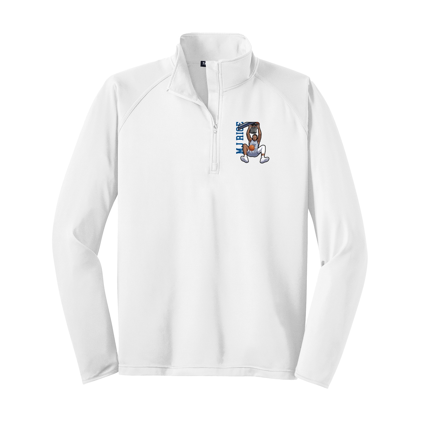 Q-Zip Pullover — Name Vertical in White