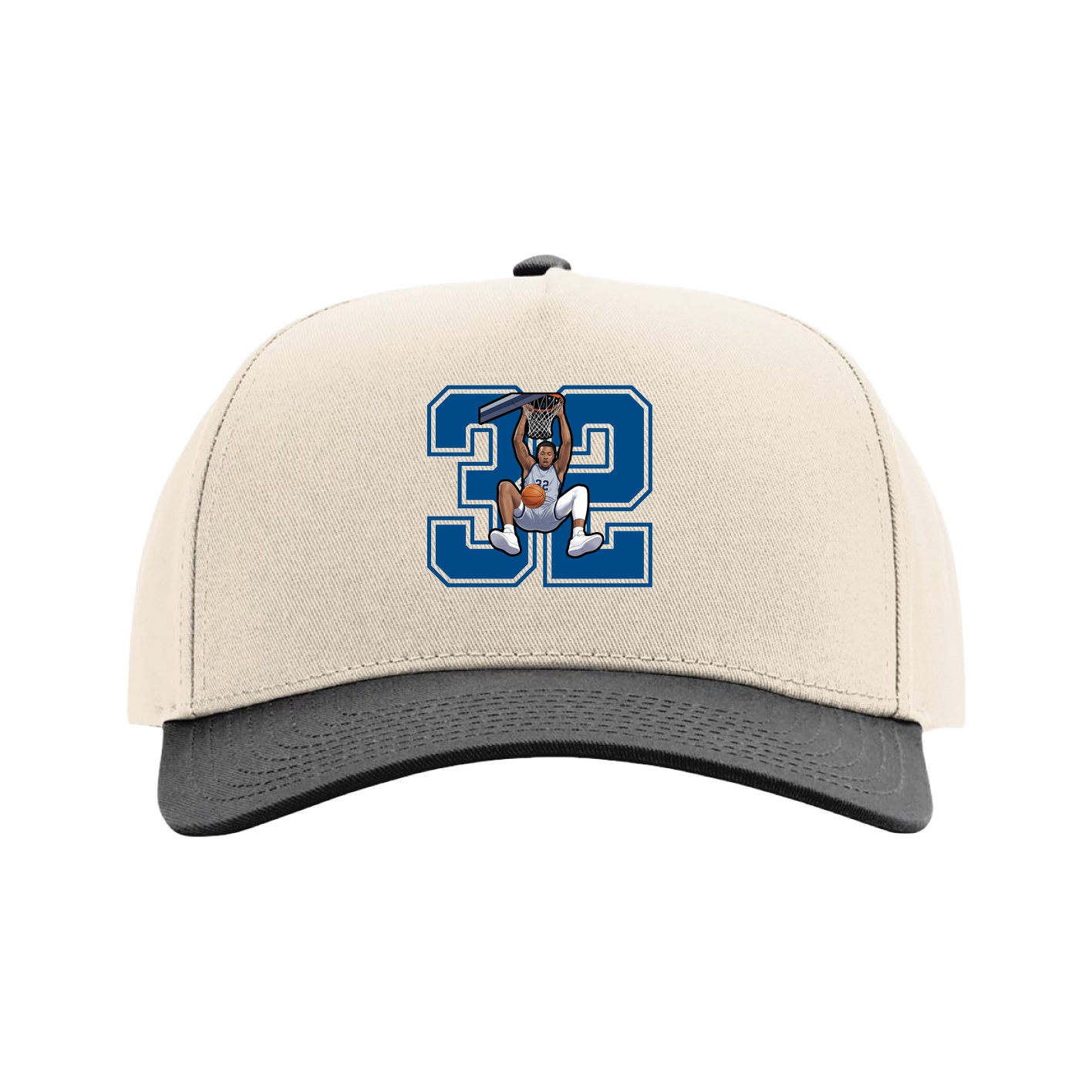 Full Fabric Five-Panel Champ Cap — Number in Cream/Black