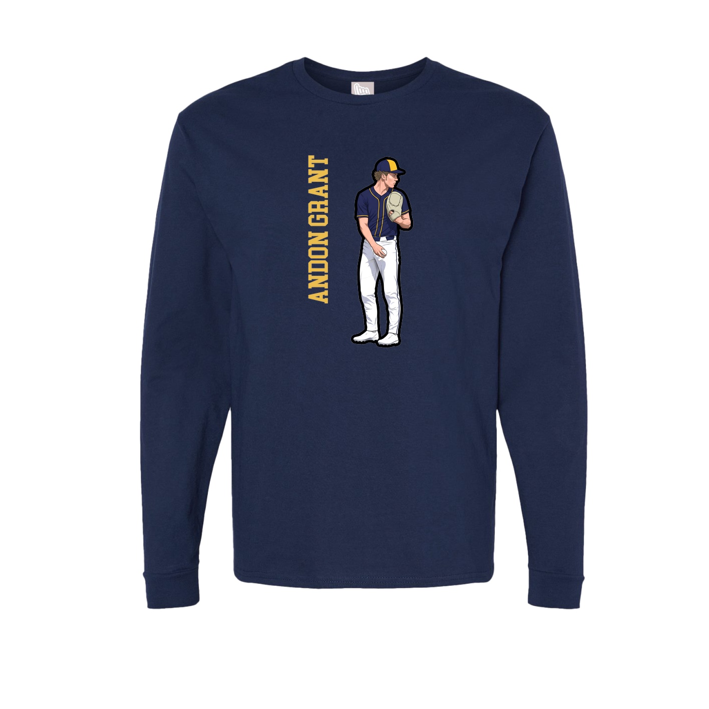 Long Sleeve Tee — Name Vertical in Navy