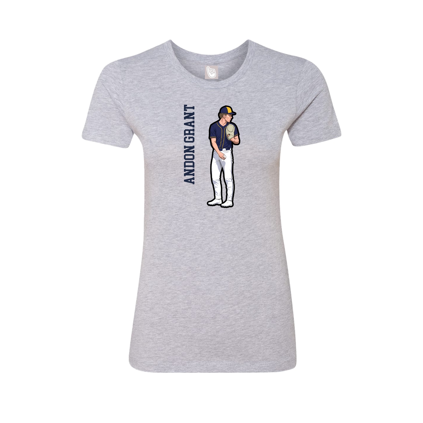 Fitted Women's Tee — Name Vertical in Grey