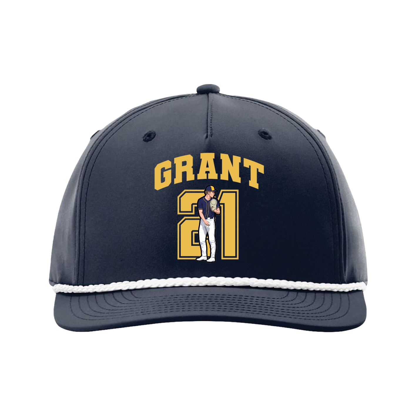 Five-Panel Classic Rope Cap — Number in Navy