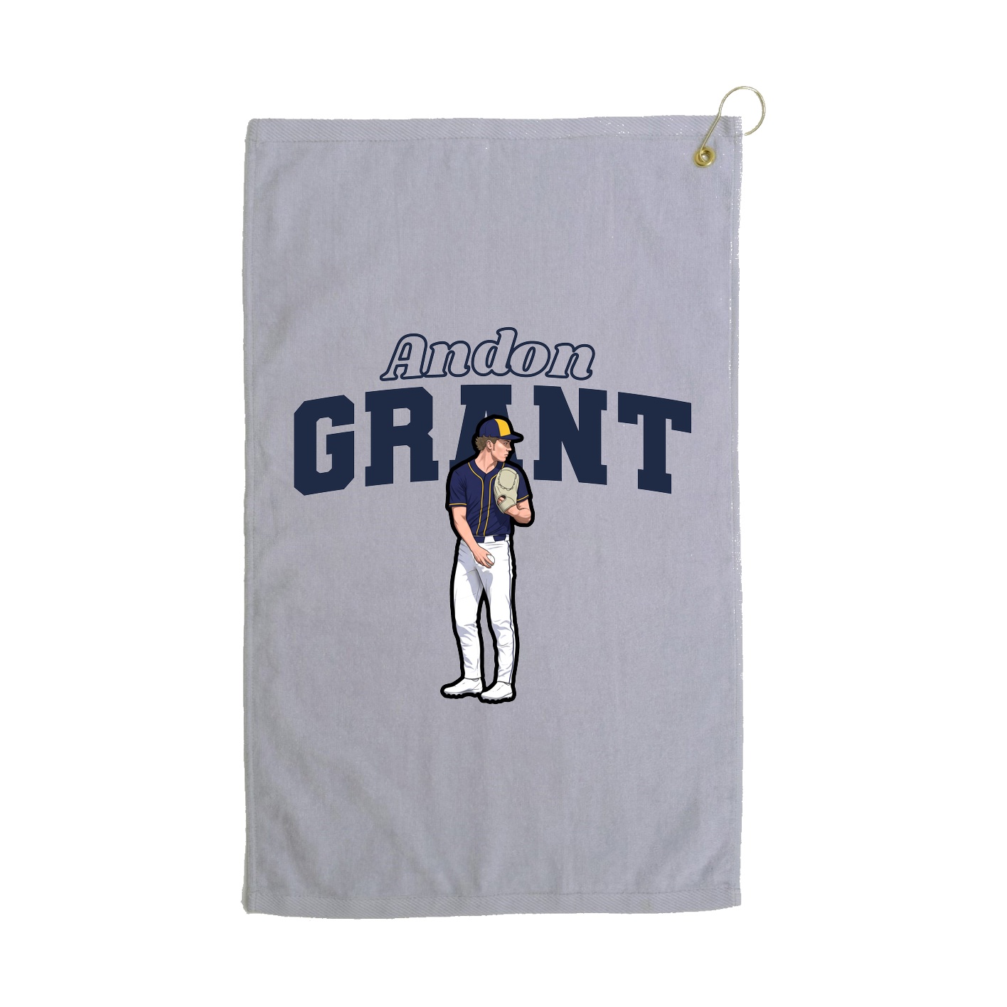 Golf Towel — Name Arch in Grey