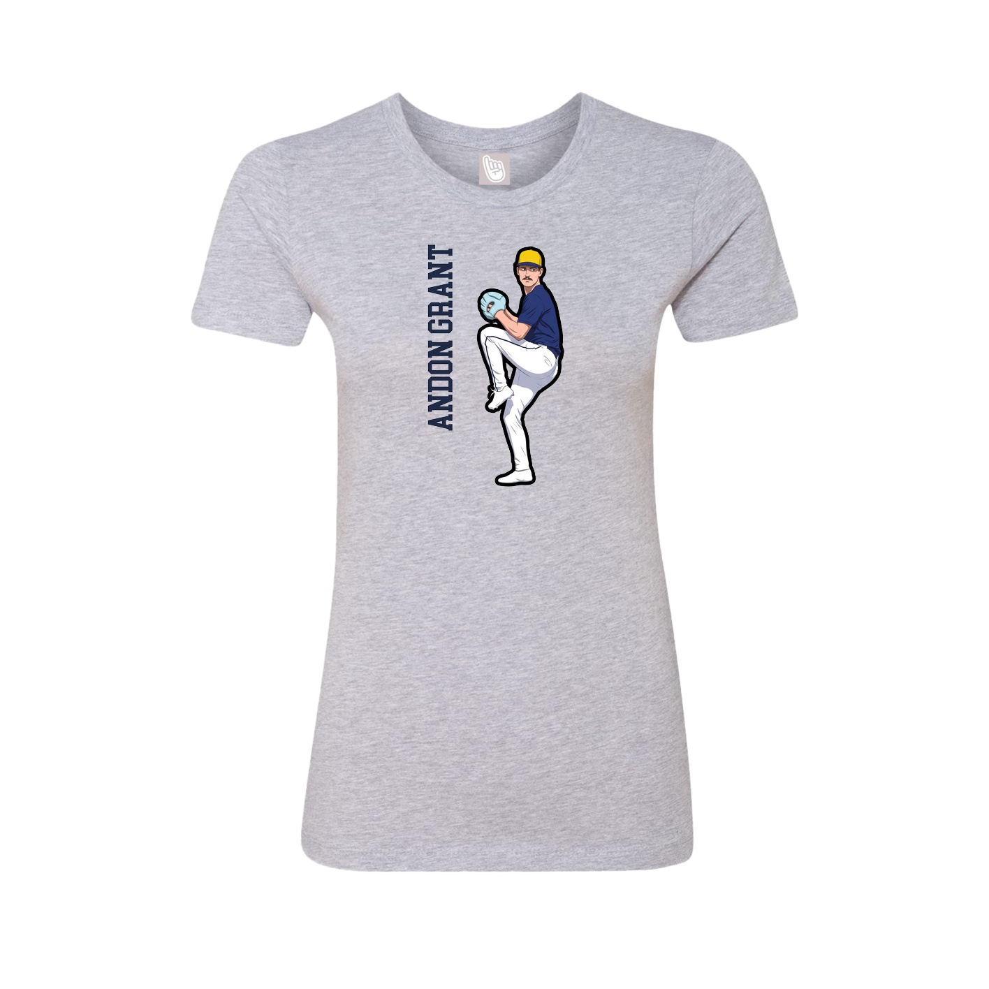 Fitted Women's Tee — Name Vertical in Grey