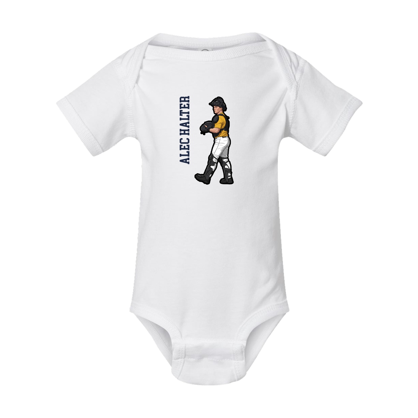 Baby Onesie — Name Vertical in White