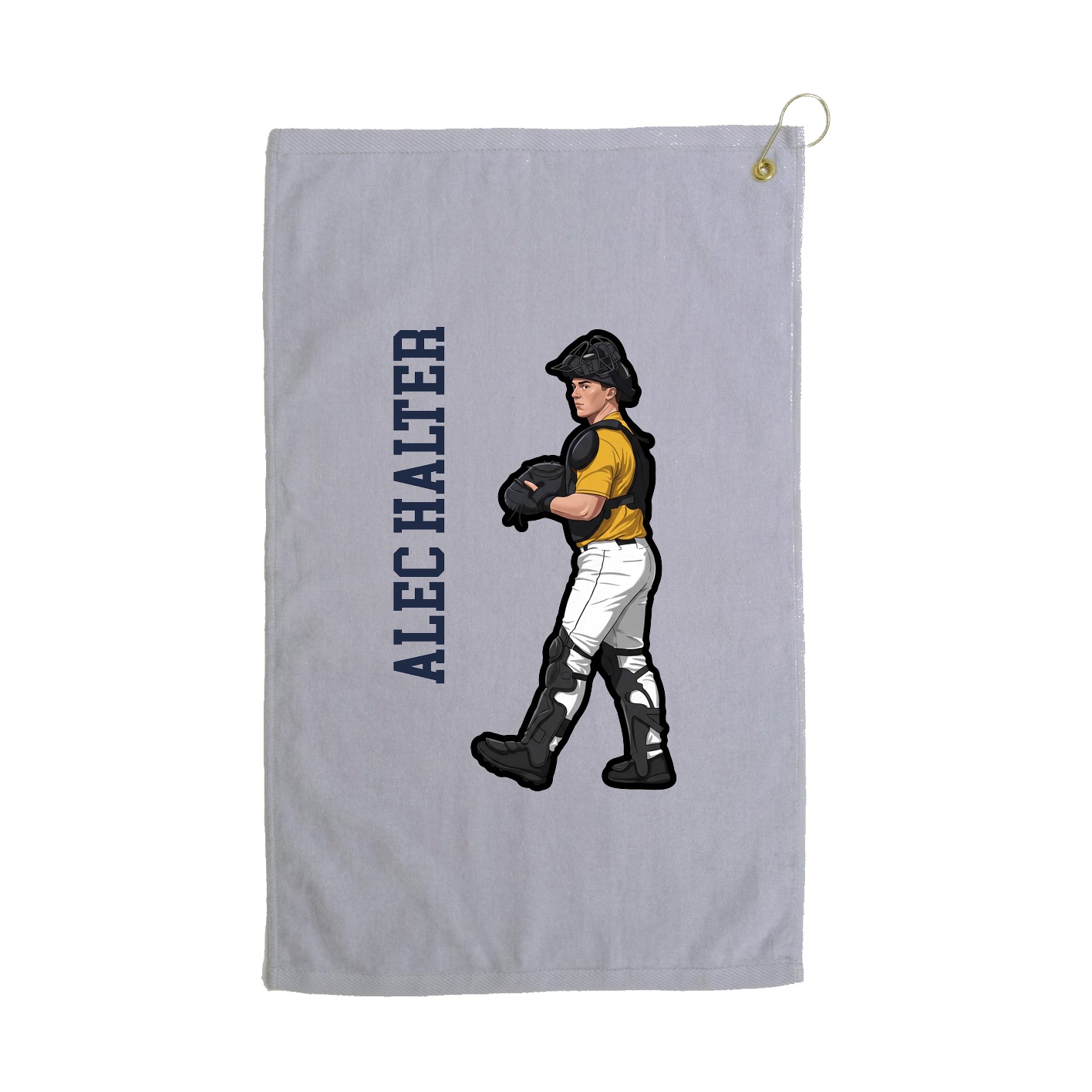 Golf Towel — Name Vertical in Grey