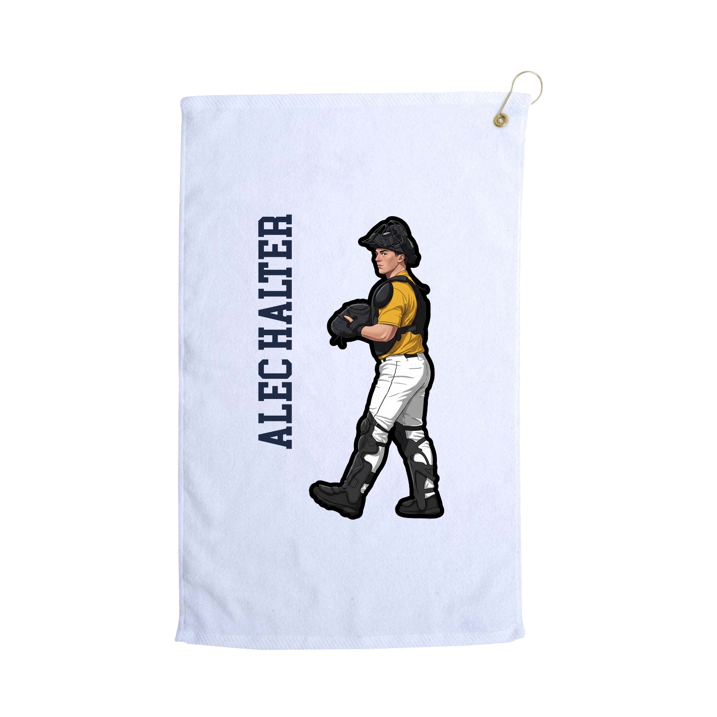 Golf Towel — Name Vertical in White
