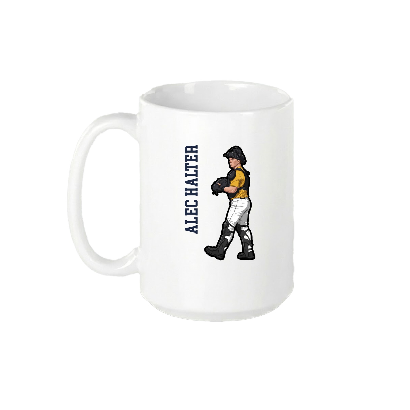 15oz Coffee Mug — Name Vertical in White