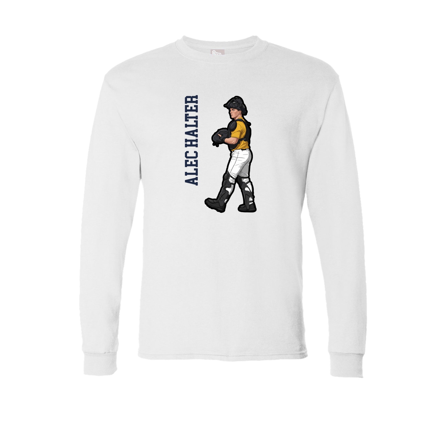 Long Sleeve Tee — Name Vertical in White