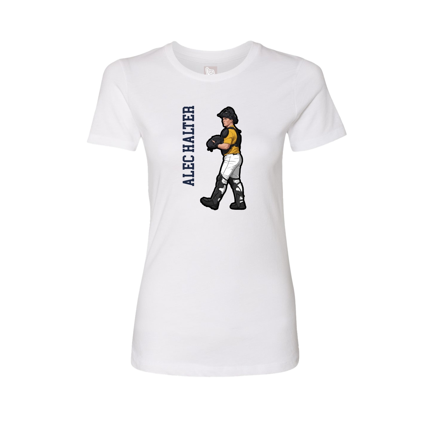 Fitted Women's Tee — Name Vertical in White
