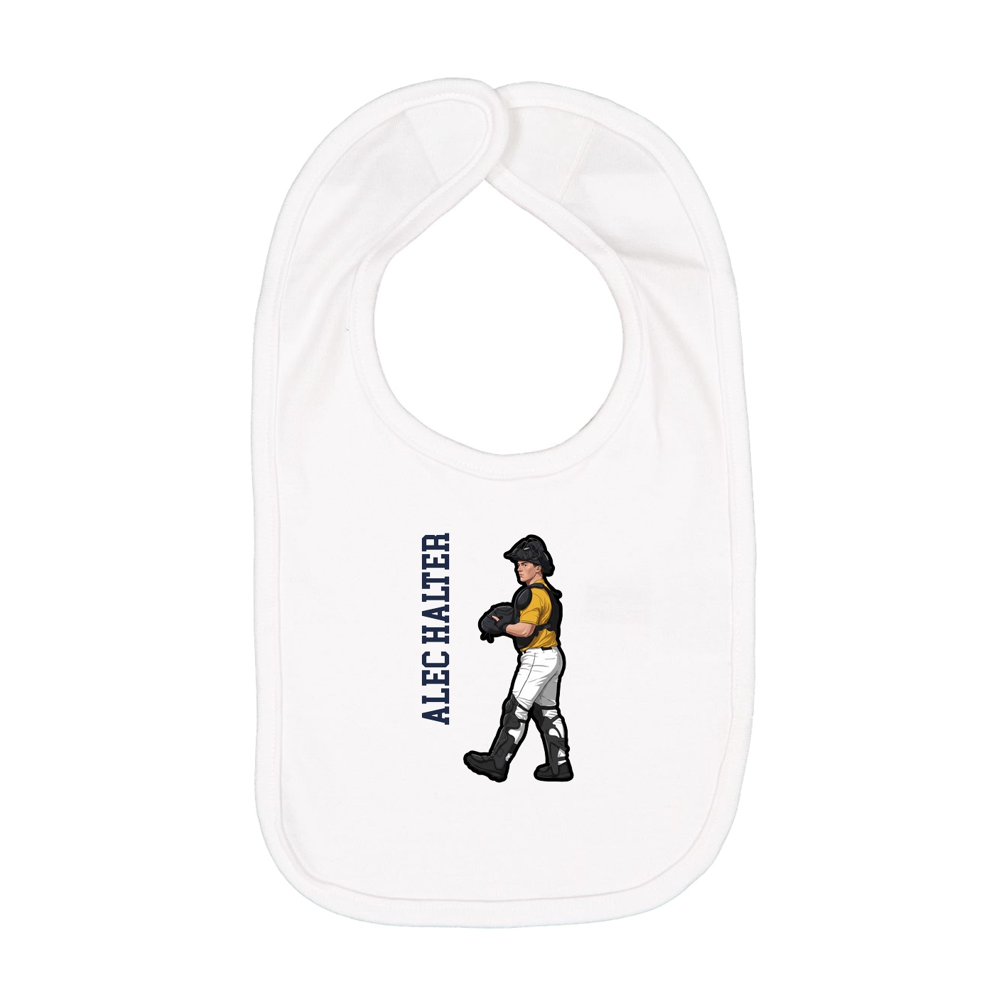 Infant Bib — Name Vertical in White