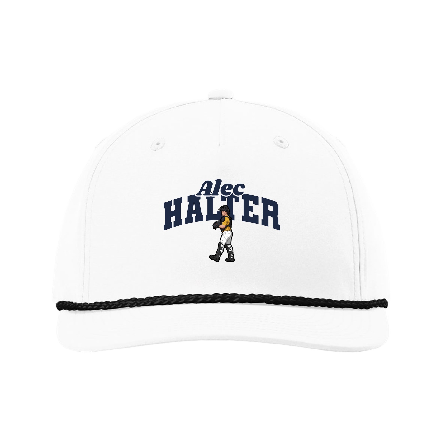 Five-Panel Classic Rope Cap — Signature Arch in White