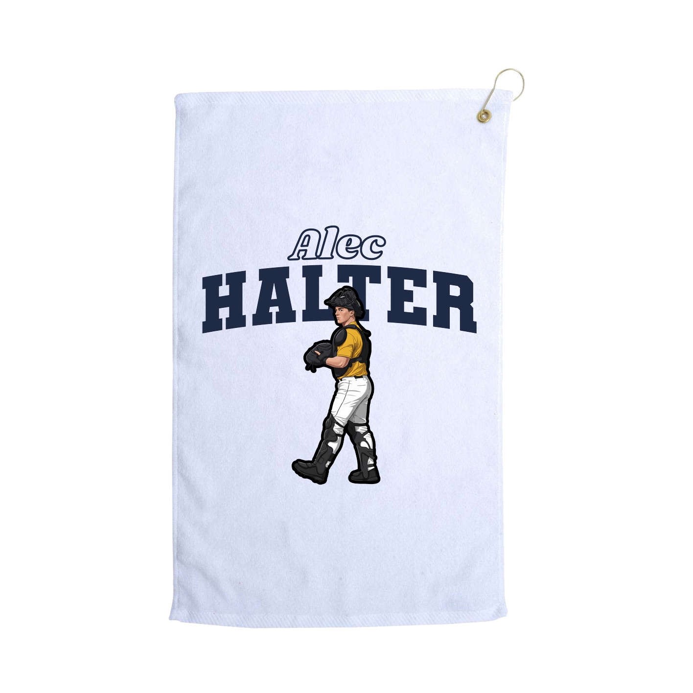 Golf Towel — Name Arch in White