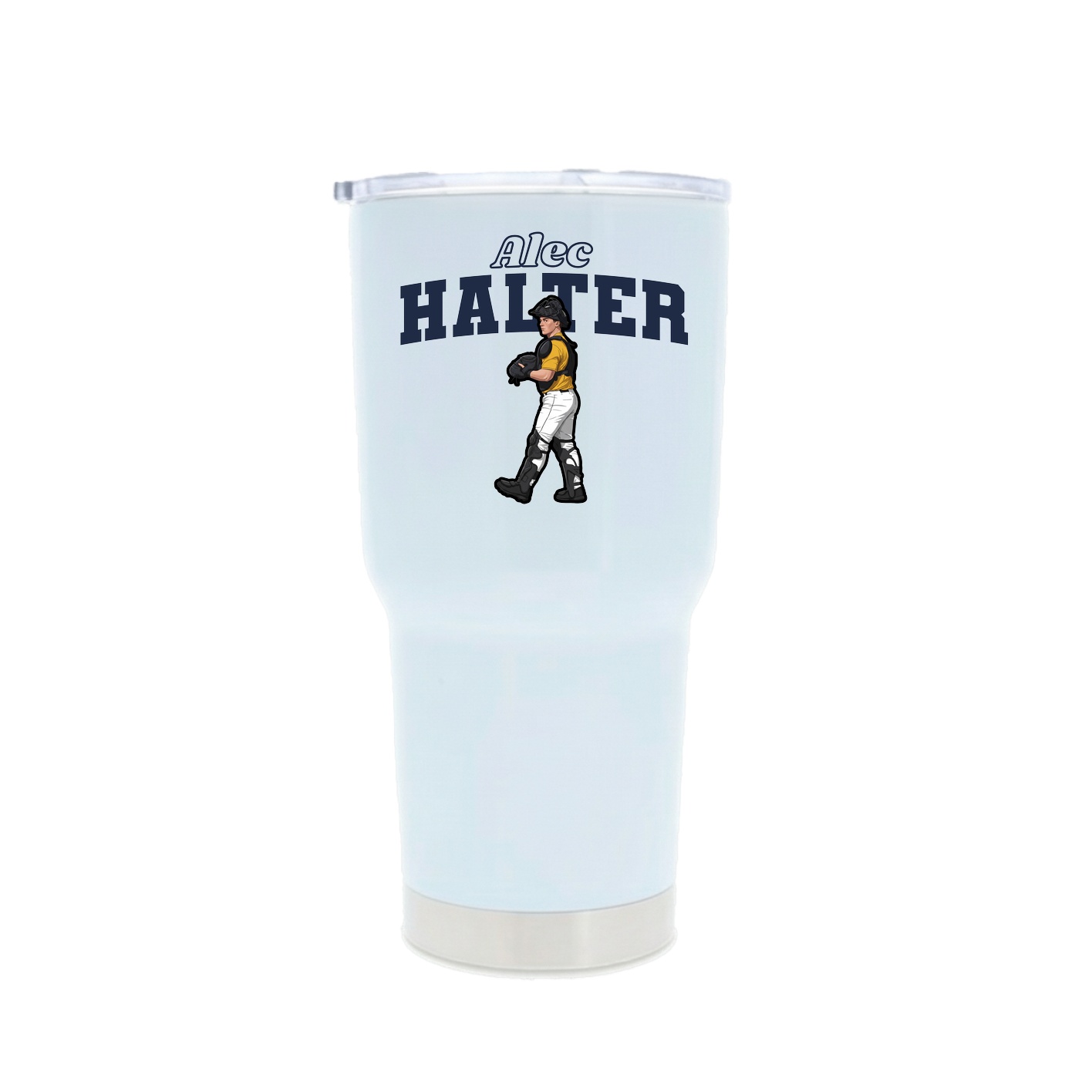 30oz Stainless Steel Tumbler — Name Arch in White