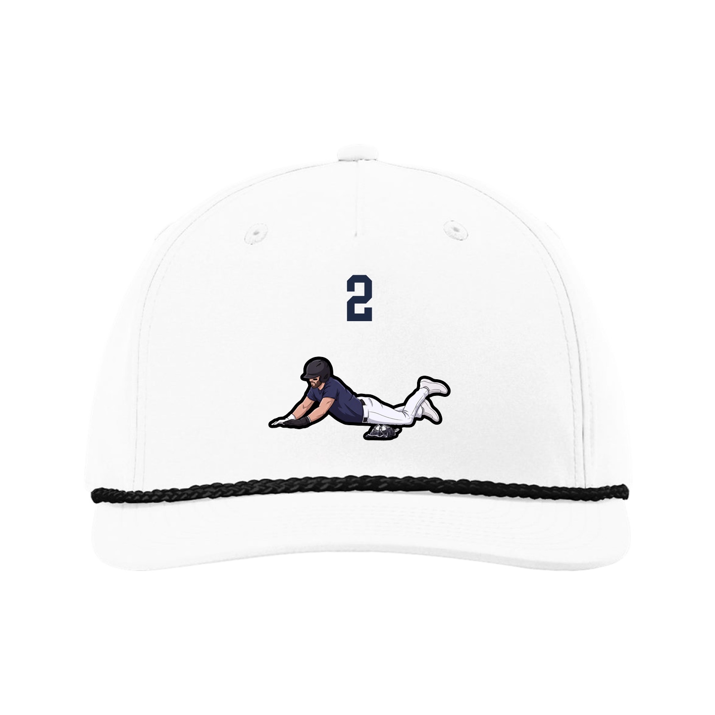 Five-Panel Classic Rope Cap — Number Top in White